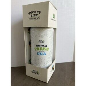 Let’s Wander National Parks Bucket List Water Bottle w/ Waterproof Stickers New